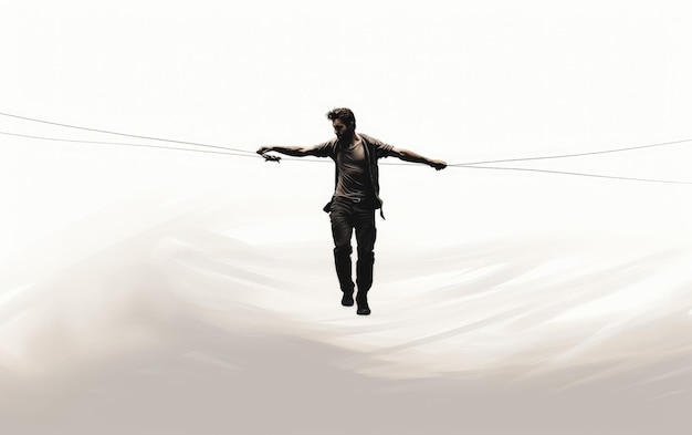 Photo dizzying heights tightrope performances that amaze on white or png transparent background