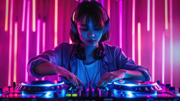 DJ girl in neon