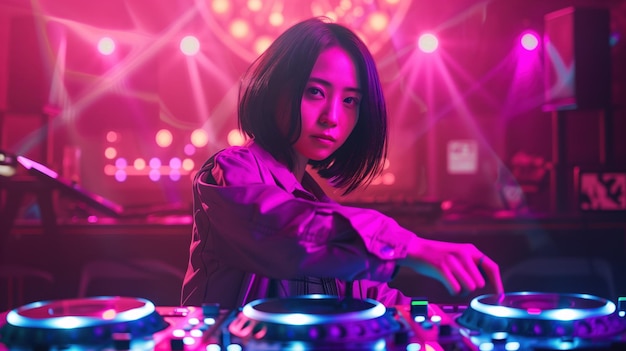 DJ girl in neon