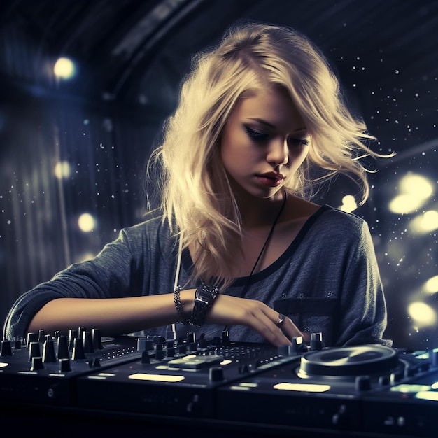 a dj girl playing the music