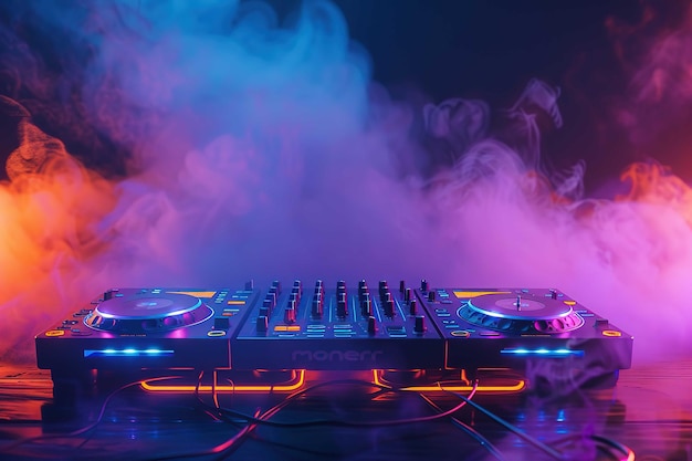 dj mixer on a smoky background