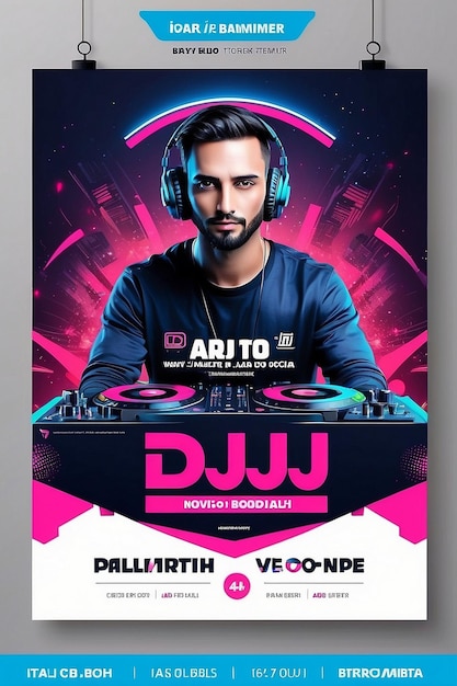 Photo dj night club party flyer and social media banner template