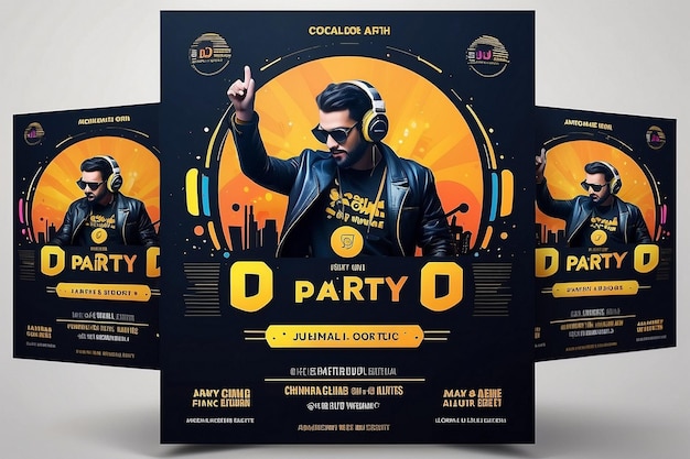 Photo dj night club party flyer and social media banner template