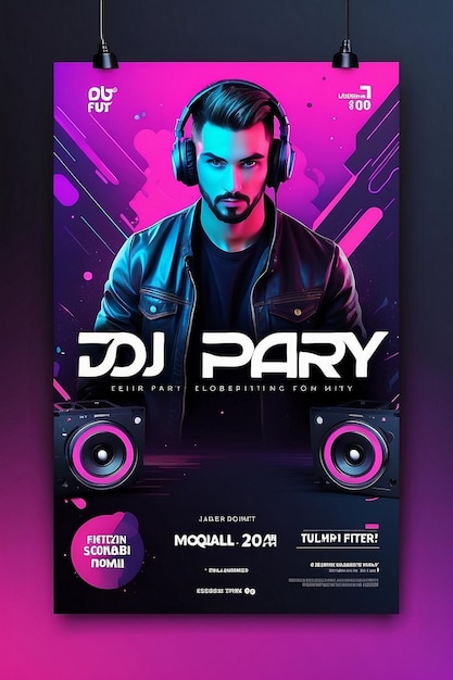 Photo dj night club party flyer and social media banner template