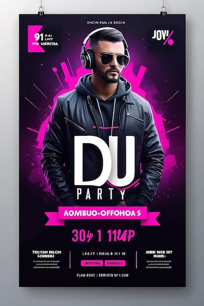 Photo dj night club party flyer and social media banner template