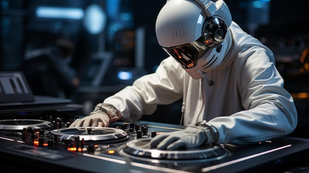 dj on the turntables HD 8K wallpaper Stock Photographic Image