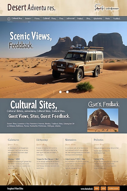 Photo djibouti desert tour with slide in effect desert theme sandy travel website layout idea designs