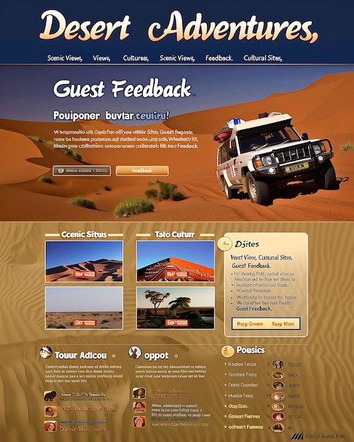 Photo djibouti desert tour with slide in effect desert theme sandy travel website layout idea designs