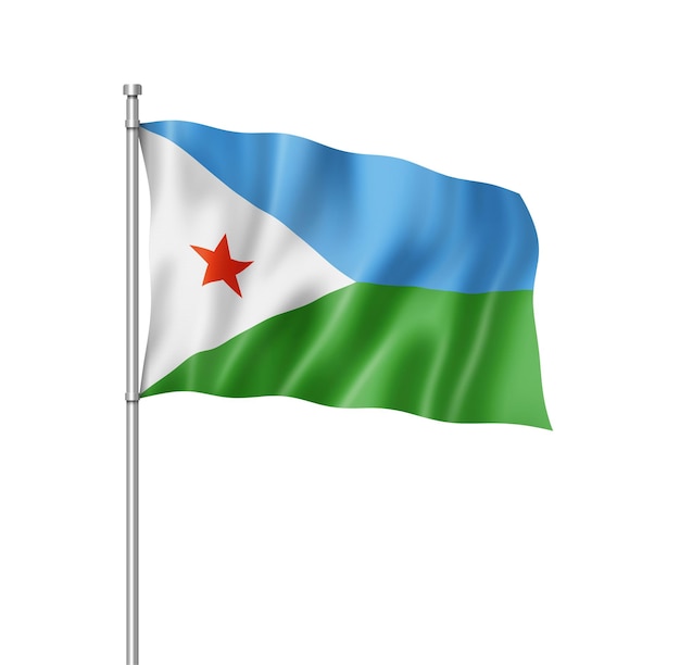 Djibouti flag three dimensional render isolated on white