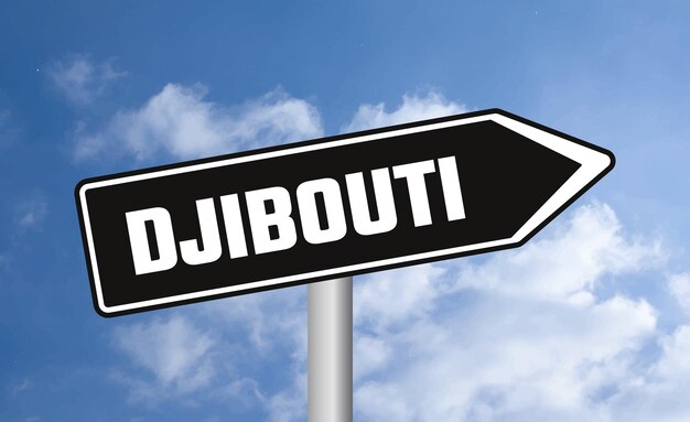 Photo djibouti road sign on blue sky background