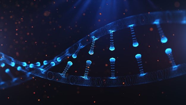 DNA on a blue bokeh background