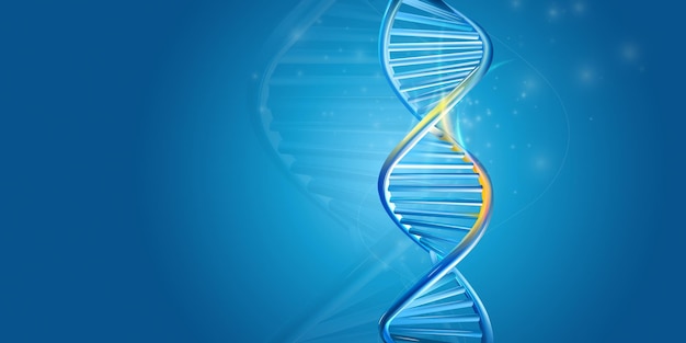 Dna double helix on a blue background