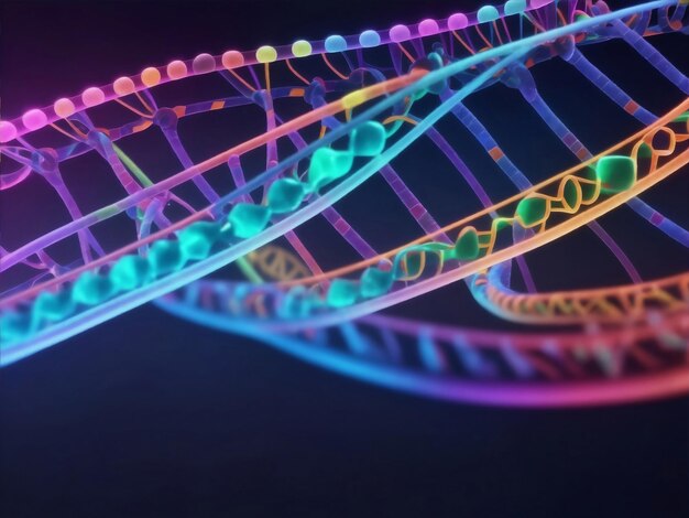 DNA helix colorful genes chromosomes Generative AI Illustration