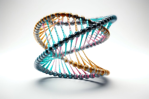 DNA helix gene molecule spiral loop 3D genetic chromosome cell DNA molecule spiral of blue light on black background for molecular genetic science genome biotechnology and health medicine