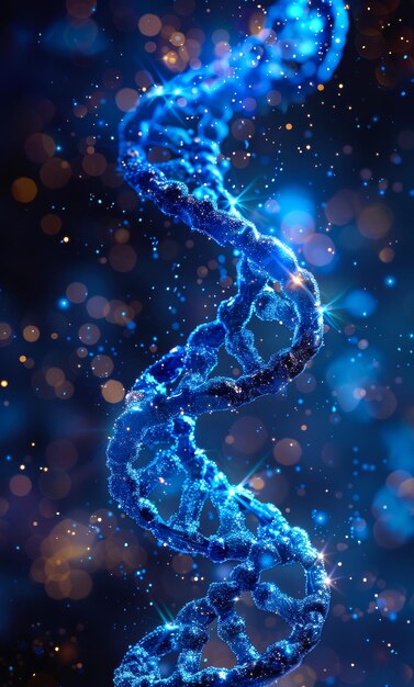 DNA helix is located in the center of colored background