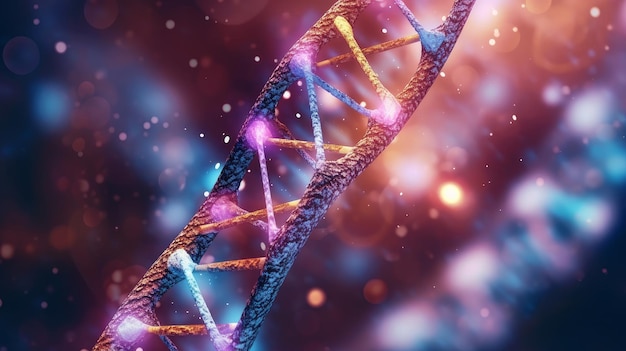 dna molecule close up scientific work