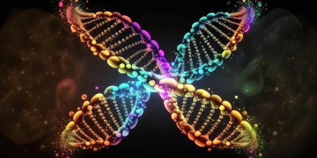 DNA molecule double helix in colorful