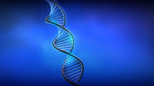 Dna spiral model on blue background d render