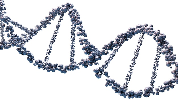 Dna structure seen under a microscope genetic information molecules d render