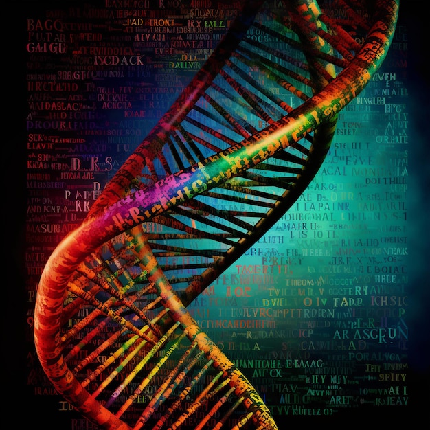 dna with random famous mathematical equations as a background