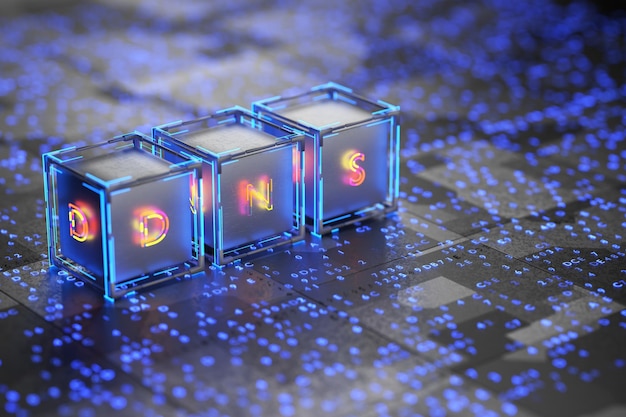 DNS server DNS network service concept 3d render