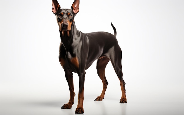 Photo doberman pinscher black dog isolated on white background generative ai