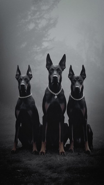 Photo doberman pinscher dangerous black dogs wallpaper