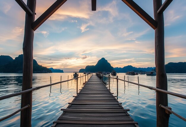 a dock with a bridge that says  a  on it