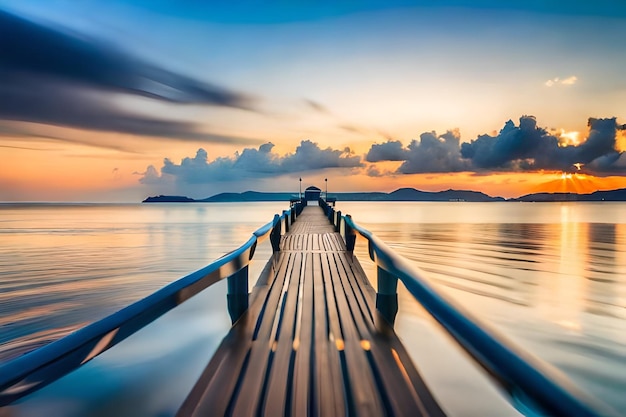 a dock with a bridge that says quot the word quot on it