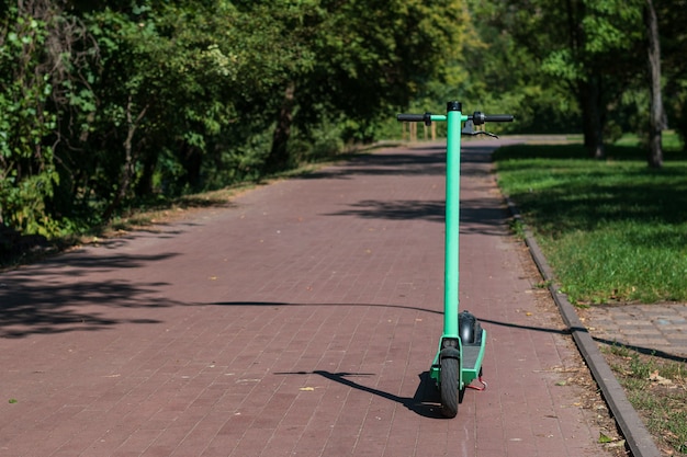 Dockless electric scooters in the city park