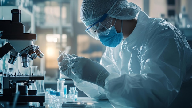 Doctor Administering Coronavirus Vaccine in Laboratory Closeup