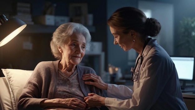 Doctor Attends to Elderly Patient in Medical Examination