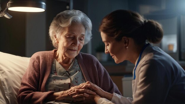 Photo doctor attends to elderly patient in medical examination