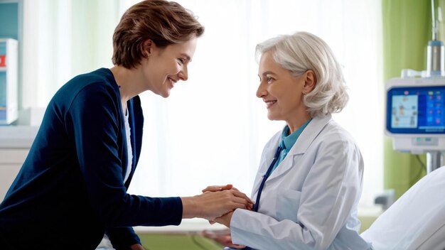 Photo doctor attends to elderly patient in medical examination