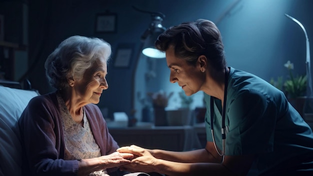 Photo doctor attends to elderly patient in medical examination