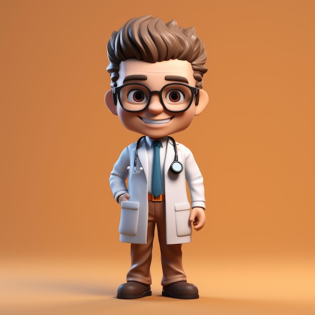 doctor character in 3D style icon button for Internet web interface and website layout Preschool education of children on colorful 3D pictures used as the alphabet