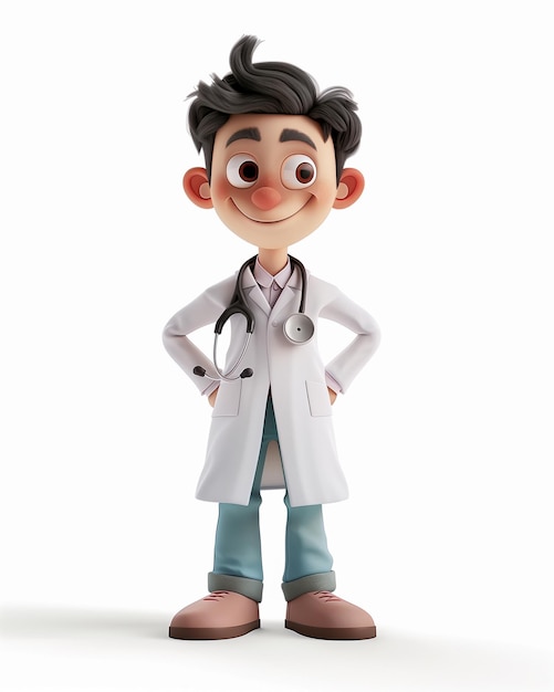 Doctor character illustration with animation movie style 3d realistic cartoon with a doctor