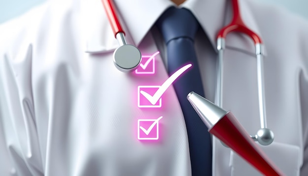 Photo doctor check mark for health checklist concept healthy checklist isolated with white highlights