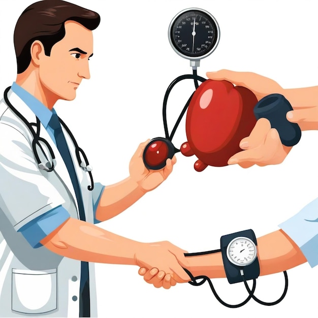 Doctor Checking Blood Pressure vector set white background isolated a high