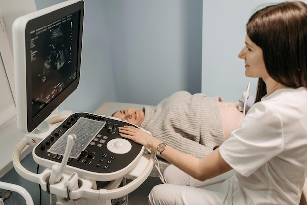 Photo doctor doing an ultrasound stock photo