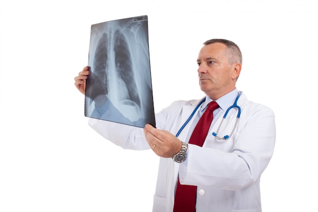 Doctor examining a lung radiography