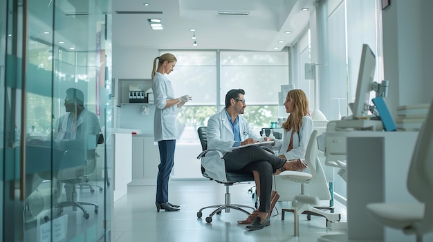 Photo a doctor examining a patient in a clinic using a stethoscope