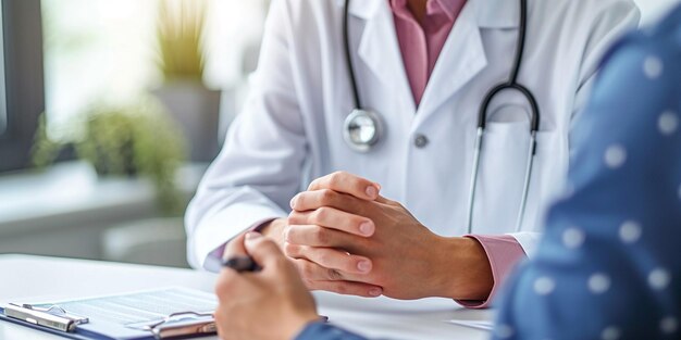 Doctor giving a consultation to a patient and explaining medical informations and diagnosis