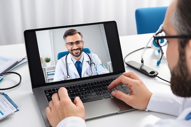 Doctor giving medical consultation by phone and video call