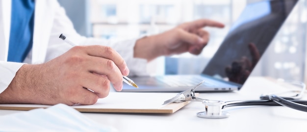 Doctor giving a remote medical consultation over internet