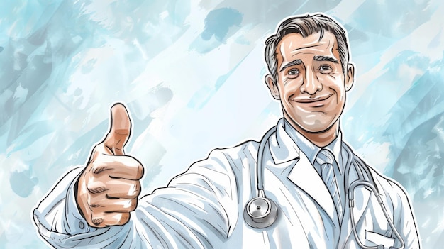 Doctor Giving Thumbs Up Drawing