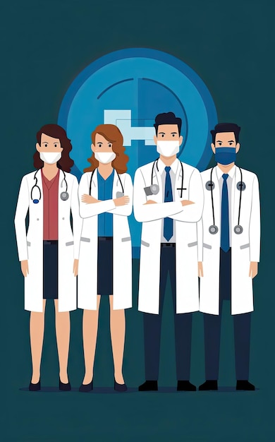 Photo doctor group vector illustration