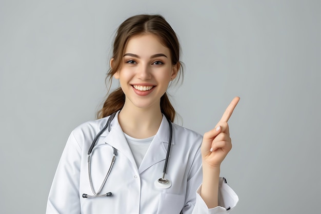 Doctor Happily Pointing Her Finger