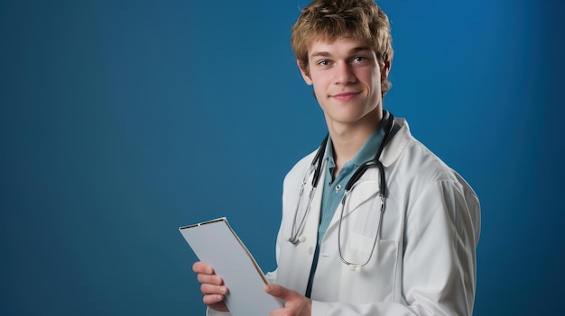 Photo doctor holding medical chart