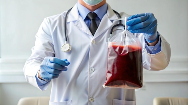 a doctor is holding a bag of jelly